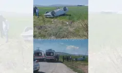 Sağlık Çalışanlarını Taşıyan Araç Takla Attı