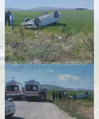 Sağlık Çalışanlarını Taşıyan Araç Takla Attı