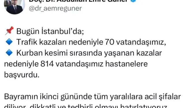 İstanbul'da Bayramın İkinci Gününde 884 Hastane Başvurusu