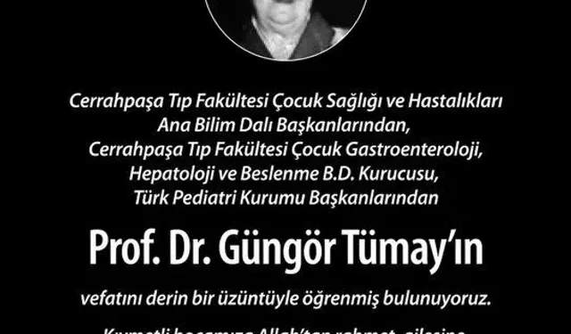 Prof. Dr. Güngör Tümay Hayatını Kaybetti!