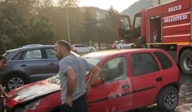 Hastane Otoparkında Otomobil Alev Aldı