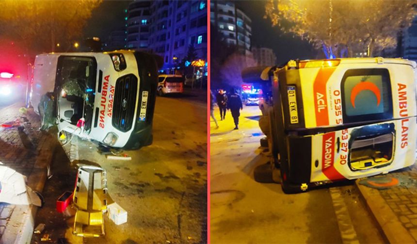 Konya'da Ambulans Devrildi