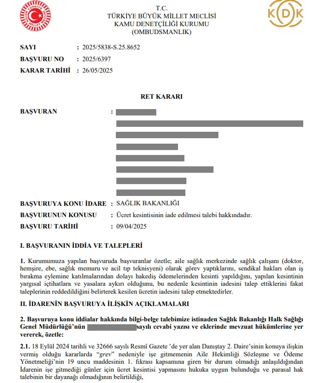 Kdkdan Hekimsene Ret Ucret Kesintisi Hukuka Uygun 1