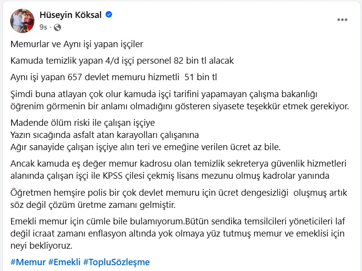 Baskan Koksal 4D Isci 82 Bin 657 Memur Hizmetli 51 Bin Tl Alacak 1