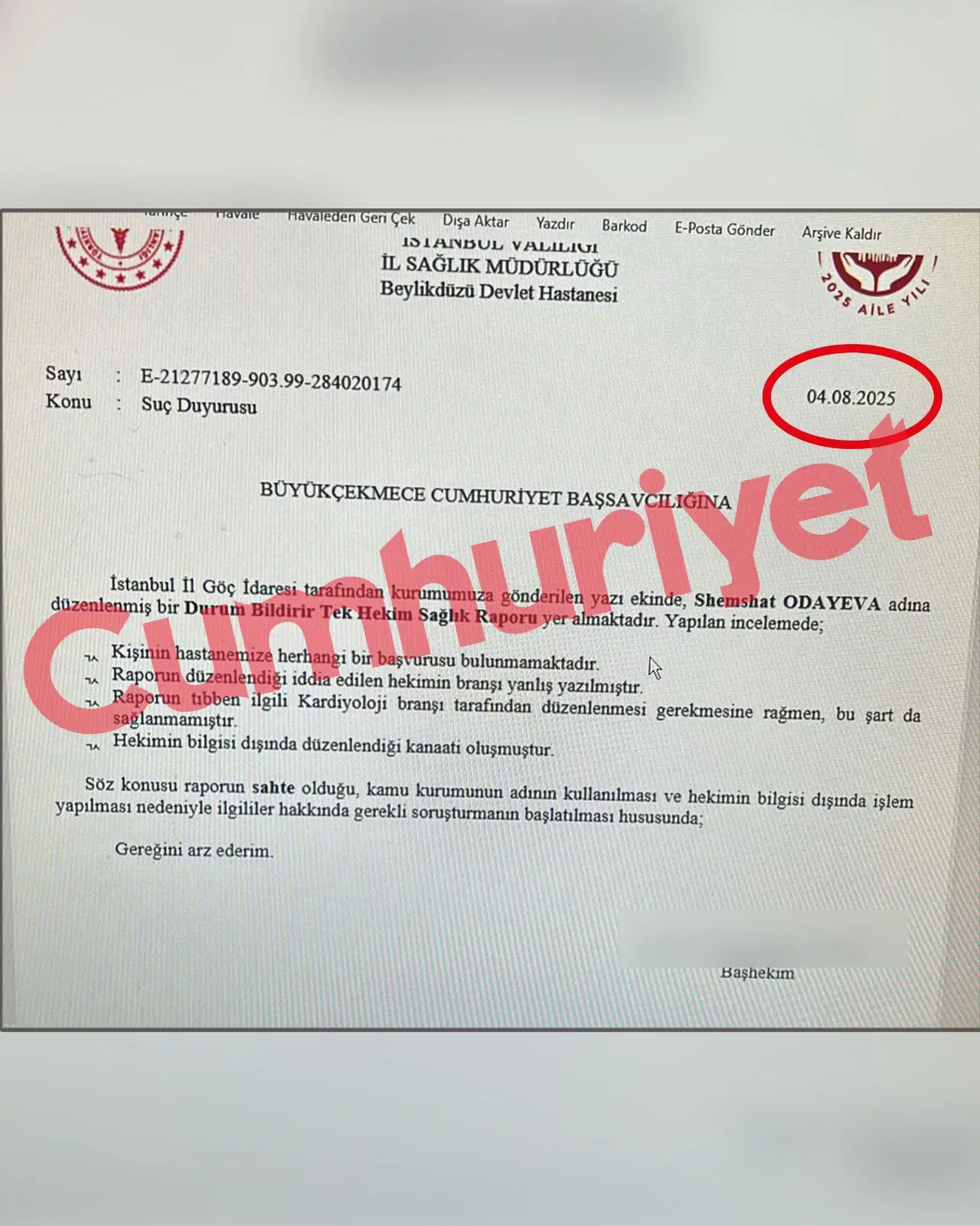 Devlet Hastanesinde Doktor Adina Sahte Rapor Hazirlanmis 2