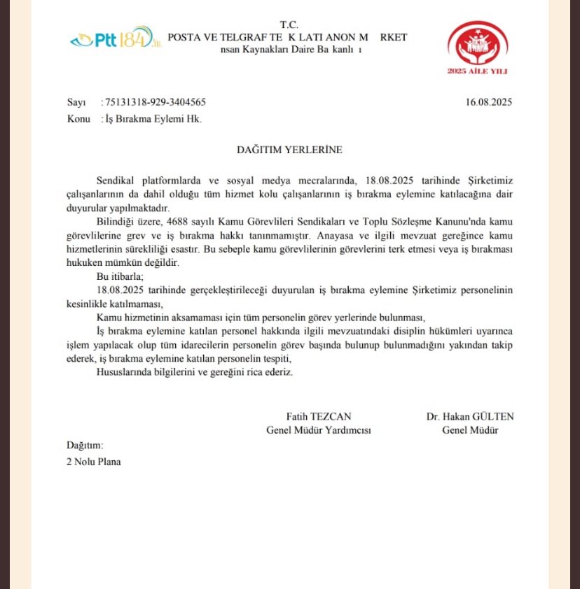 Iki Kurum Is Birakma Eylemine Katilacak Memurlara Islem Yapacak 1-2