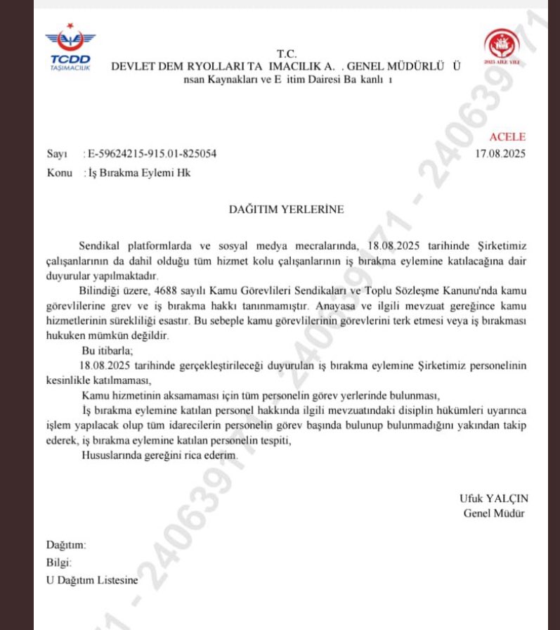 Iki Kurum Is Birakma Eylemine Katilacak Memurlara Islem Yapacak 2