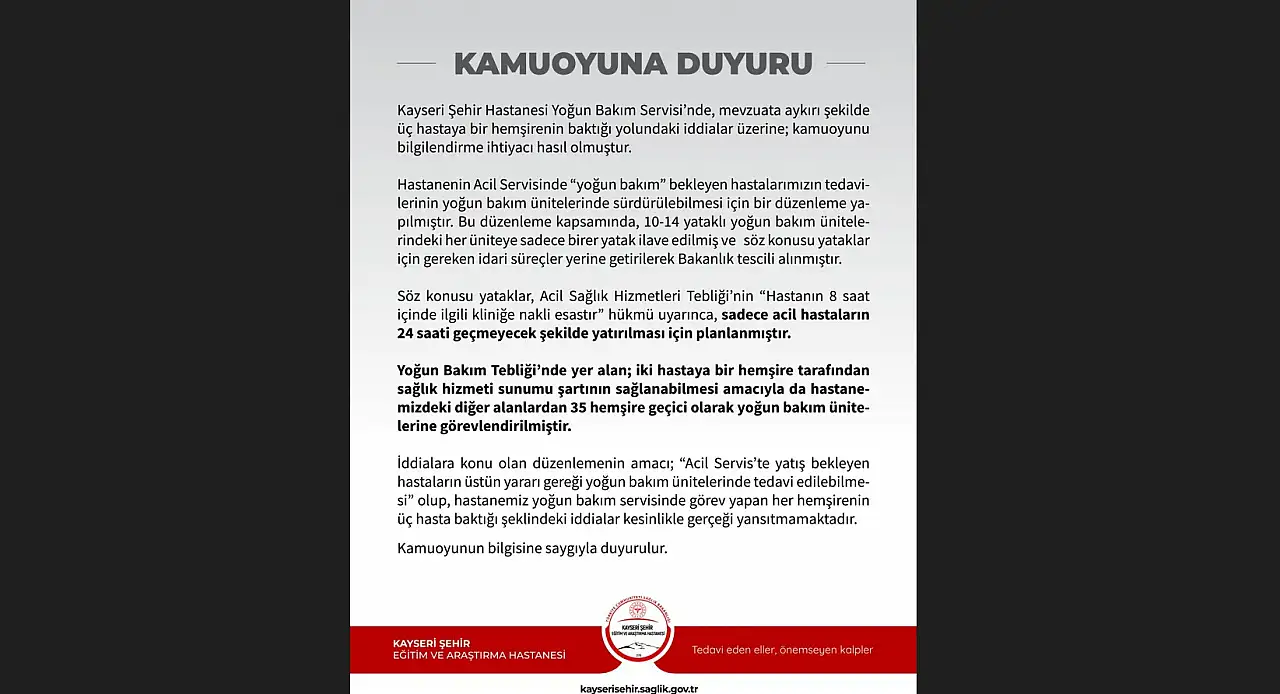 Kayseride Bir Hemsirenin Uc Hastaya Baktigi Iddialarini Yalanladi 1