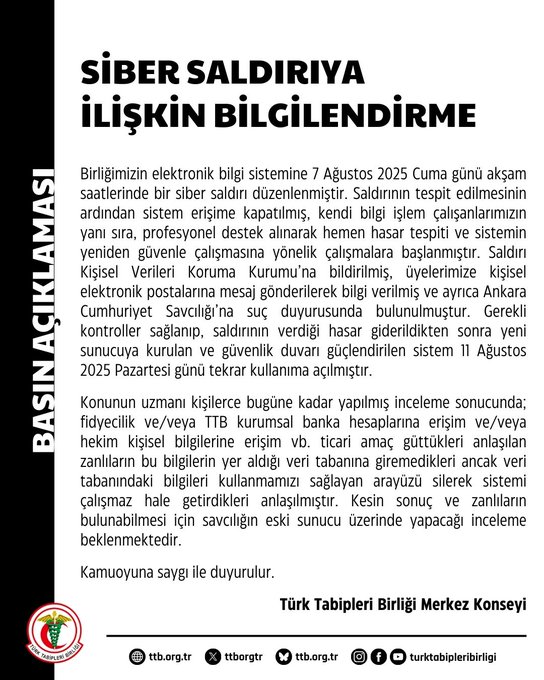 Turk Tabipleri Birliginin Elektronik Sistemine Siber Saldiri 1