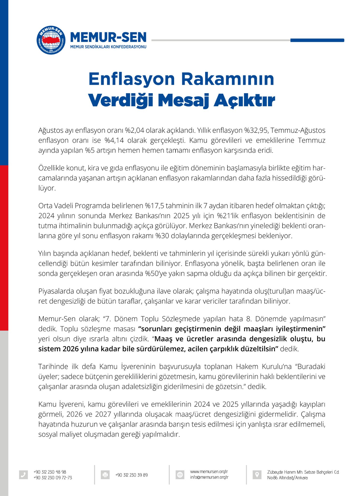 Memur Sen Maas Artislari Enflasyon Karsisinda Eriyor 1
