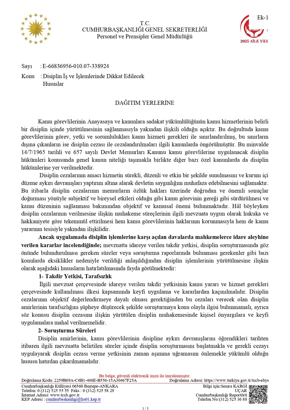 Cumhurbaskanligindan Disiplin Islemlerine Usul Uyarisi Tum Kurumlara Genel Yazi 1